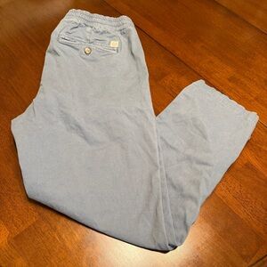 Marine Layer Saturday Slim Straight Twill Pants Mens L Blue Inseam 26 Drawstring